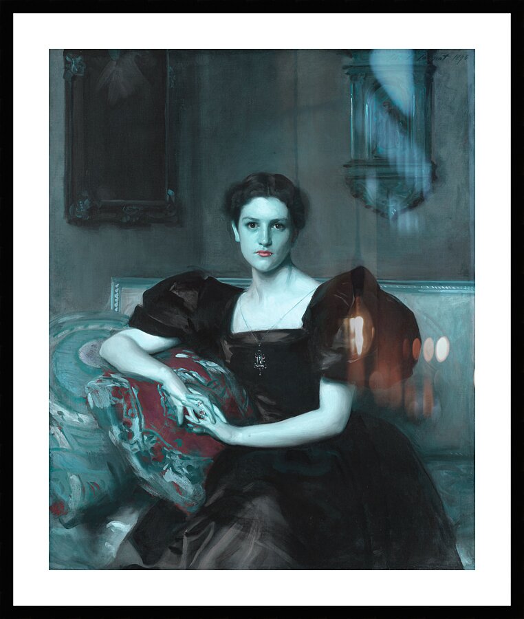 QAC 0016 – Ghostly Blue Red with Vampire teeth. Picture Frame print