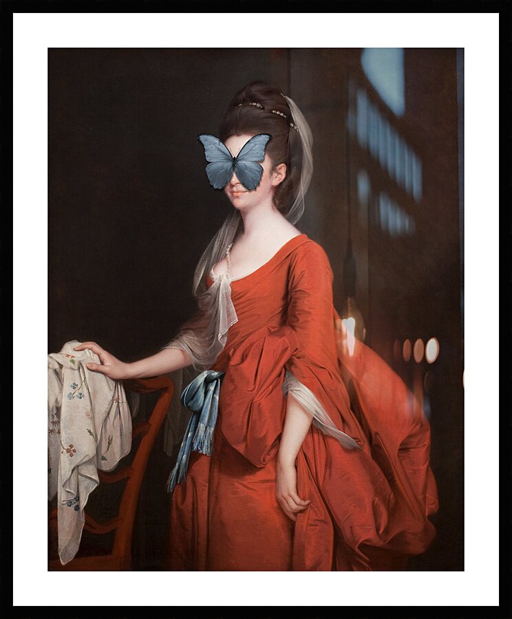 QAC 0018 – Madame Butterfly Red Dress Grey Picture Frame print