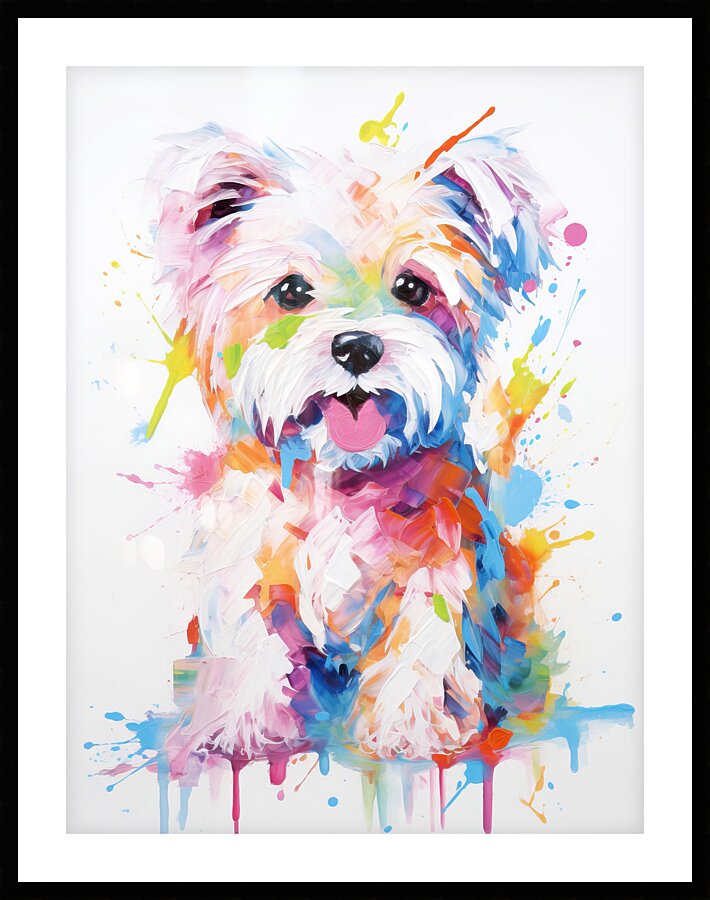 QAN 1058 – Painted Maltese Bold Colorful Happy Picture Frame print