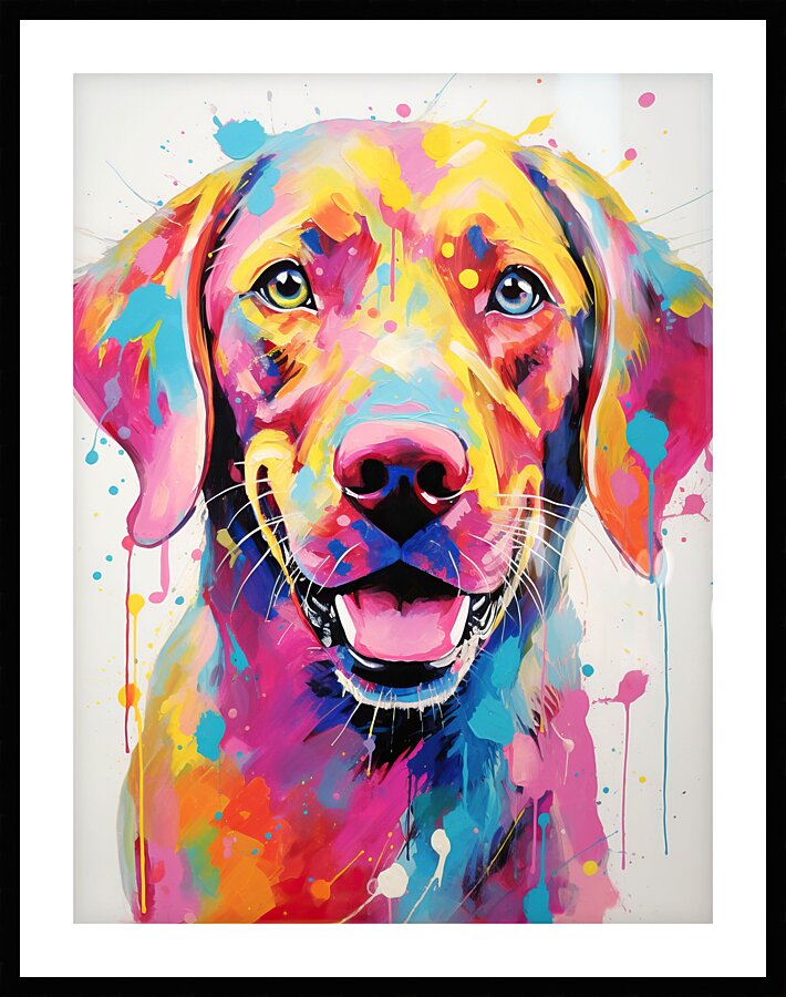 QAN 1062 – Bold Painted Lab Colorful Happy Dog. Picture Frame print