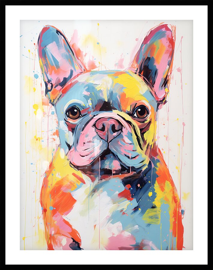 QAN 1052 – French Bulldo Colorful Happy Puppy.j Picture Frame print