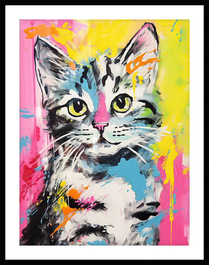 QAN 1069 – Bold Colorful Happy Cat Picture Frame print