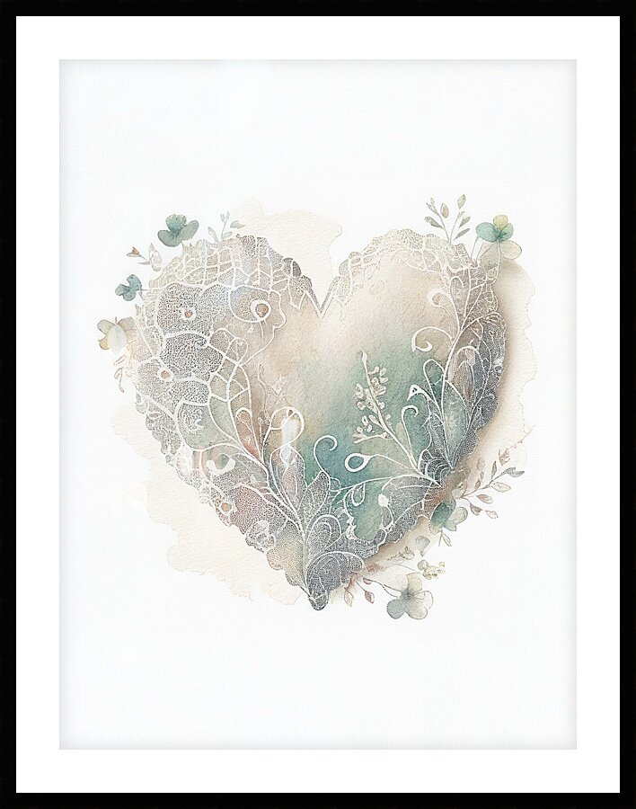 QLR 0024 – Lace Soft Green Clover Watercolor He Picture Frame print