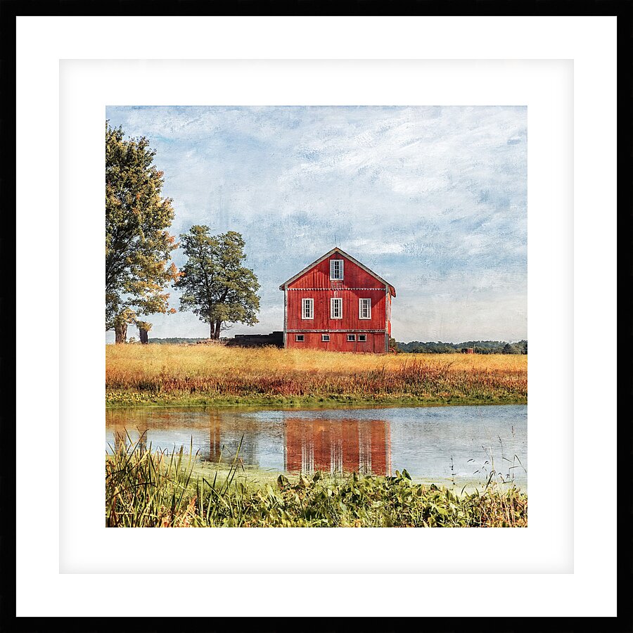 QMF 009 – Red Barn Beside Tree Beach City OH Un Picture Frame print