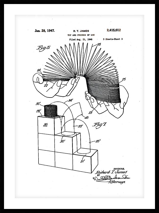 QVT 1061 – Vintage Patent Illustrations Slinky. Picture Frame print
