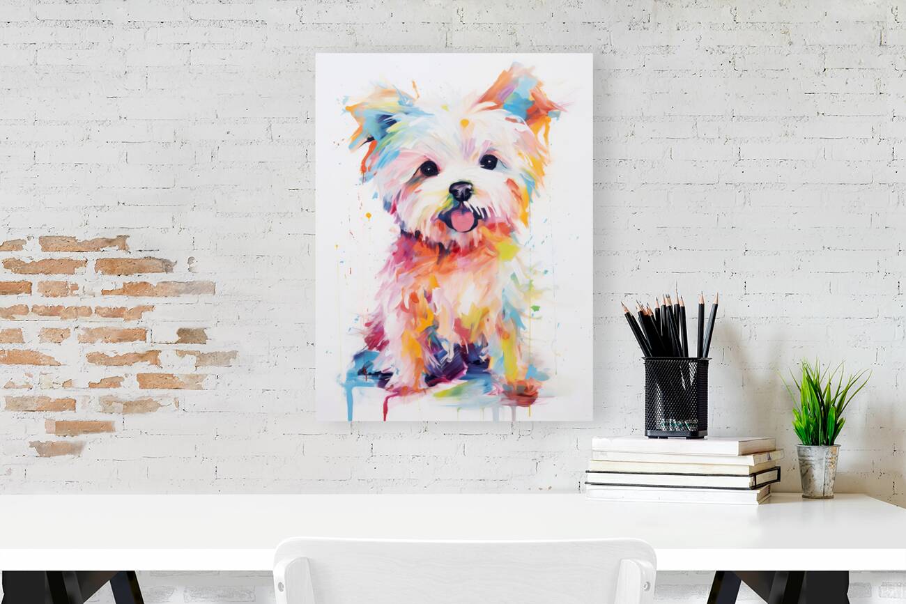 QAN 1059 – Happy Painted Maltese Puppy Bold Col Reproduction