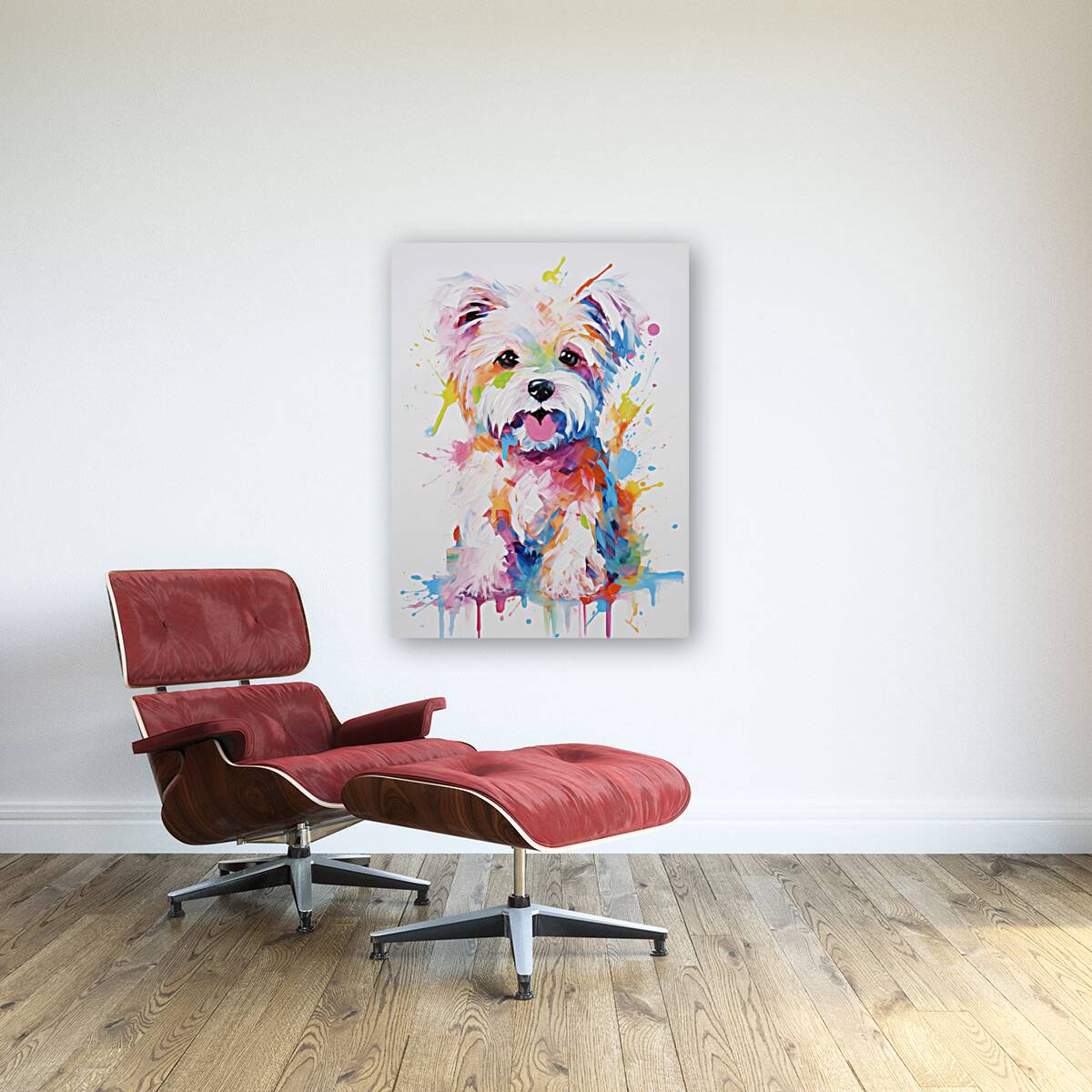 QAN 1058 – Painted Maltese Bold Colorful Happy Reproduction