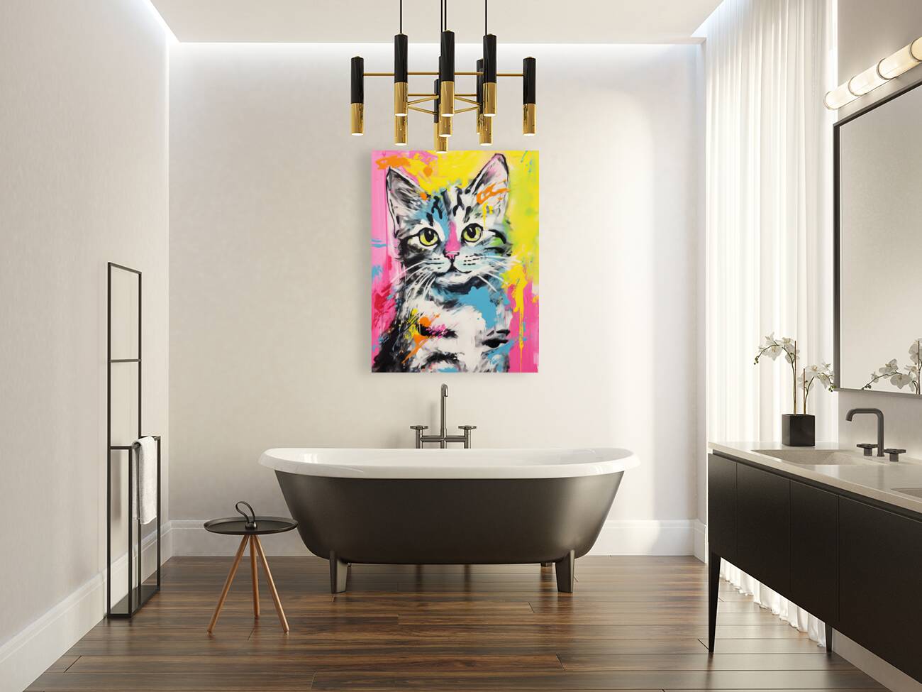 QAN 1069 – Bold Colorful Happy Cat Reproduction