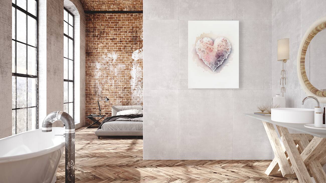 QLR 0025 – Lace Pink Petal Watercolor Heart Reproduction