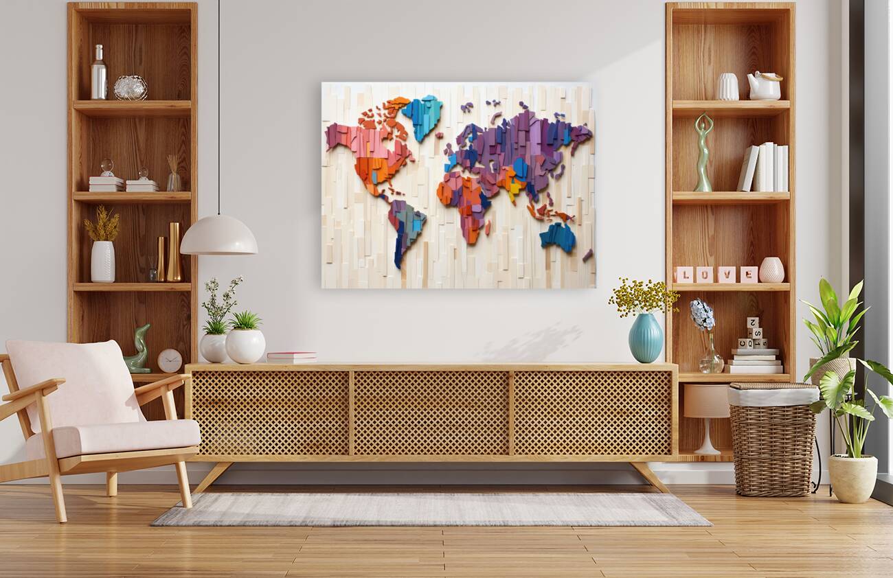 QMP 1002 – Wood Block World Continents Reproduction