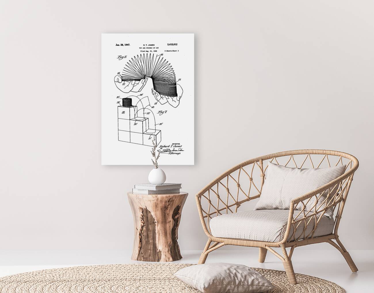 QVT 1061 – Vintage Patent Illustrations Slinky. Reproduction
