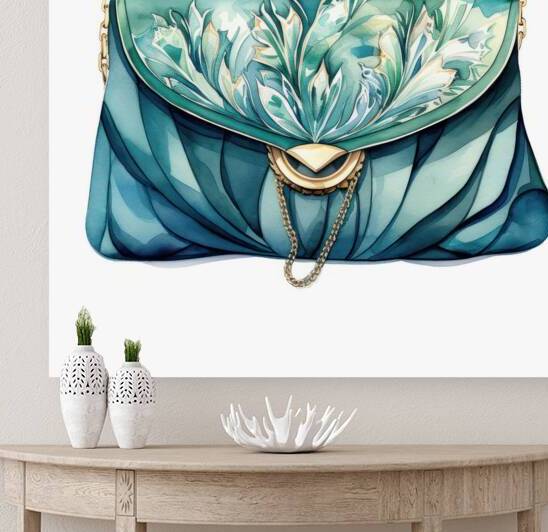 QGF 1024 – Fashion Illustration Emerald Clutch. by Masterwork Reimagined
