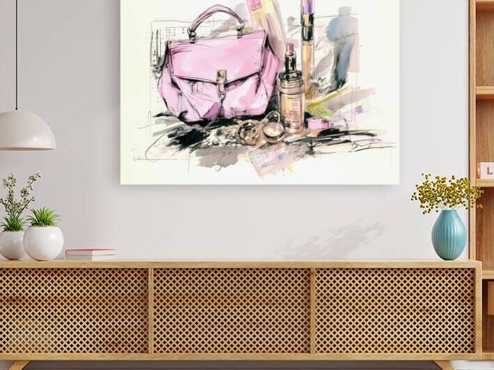 QGF 1066 – Watercolor Fashion Pink Purse and Ac by Masterwork Reimagined