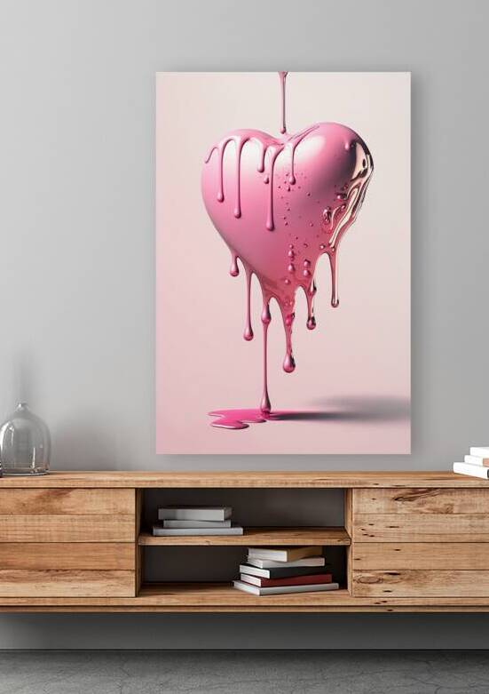 QLR 0027 – Floating Glossy Pink Dripping heart. by Masterwork Reimagined