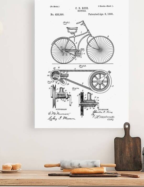 QVT 1050 – Vintage Patent Illustrations Bicycle by Masterwork Reimagined