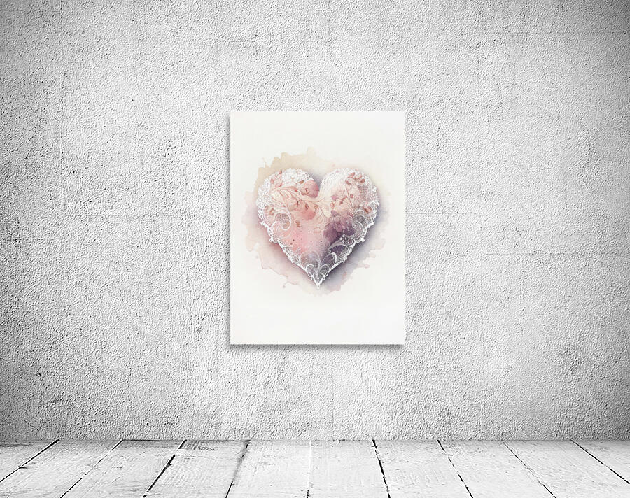 QLR 0025 – Lace Pink Petal Watercolor Heart Wall Preview