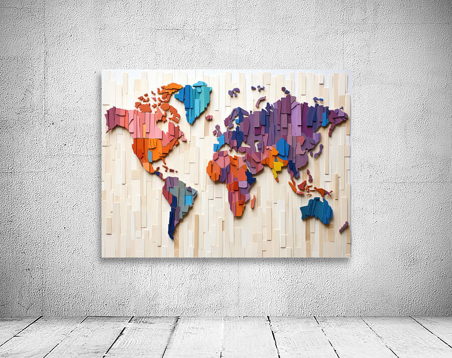 QMP 1002 – Wood Block World Continents Wall Preview