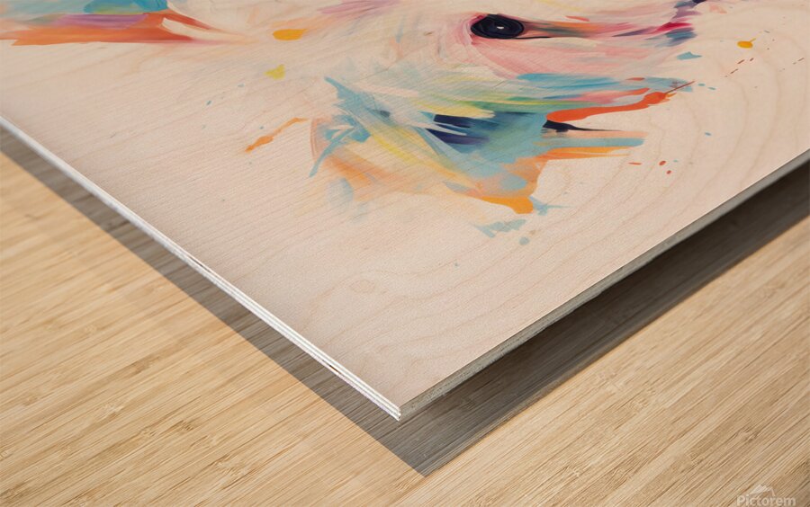 QAN 1059 – Happy Painted Maltese Puppy Bold Col Wood print