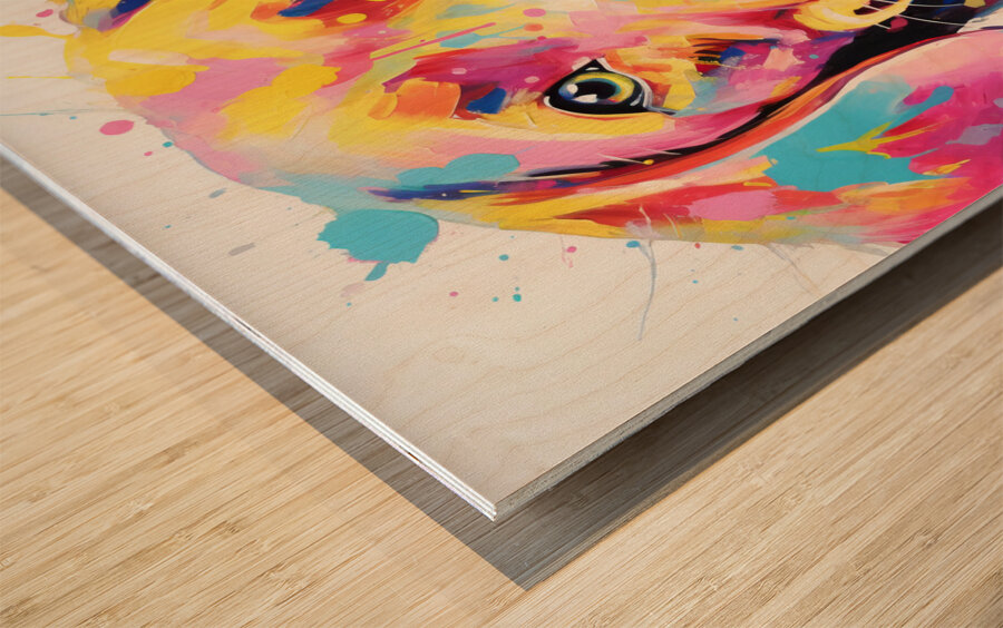 QAN 1062 – Bold Painted Lab Colorful Happy Dog. Wood print