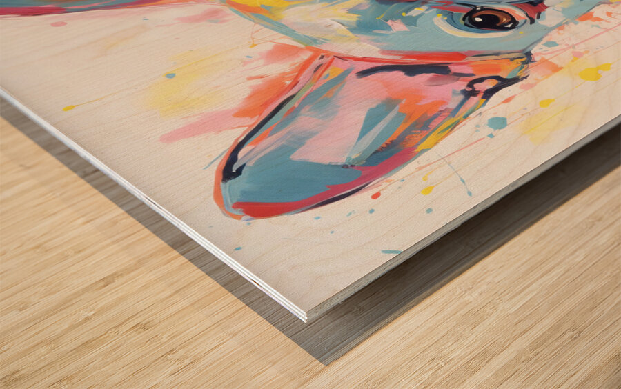 QAN 1052 – French Bulldo Colorful Happy Puppy.j Wood print