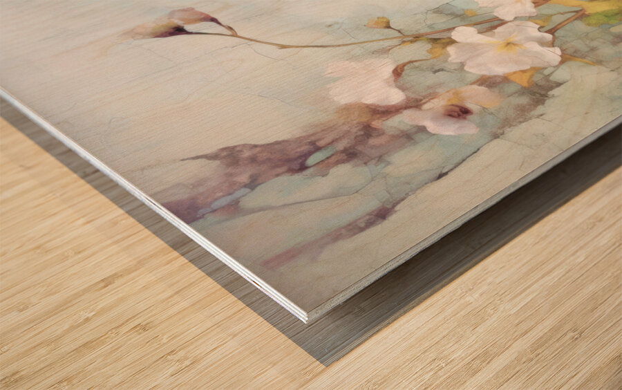 QFB 1055 – Delicate Wallflower Fresco Floral.jp Wood print