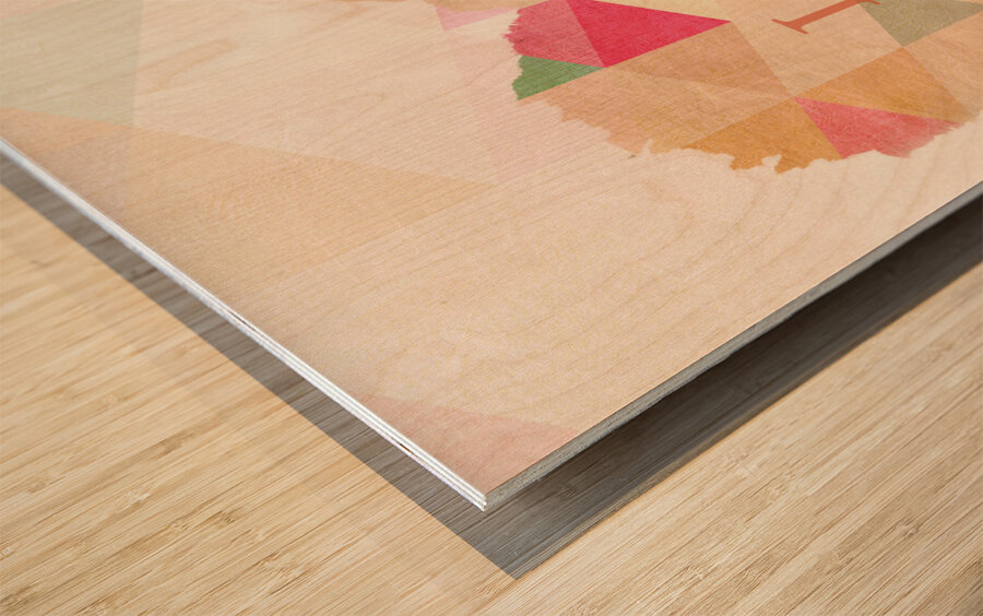 QLR 002 – triangle paper love  heart red Wood print