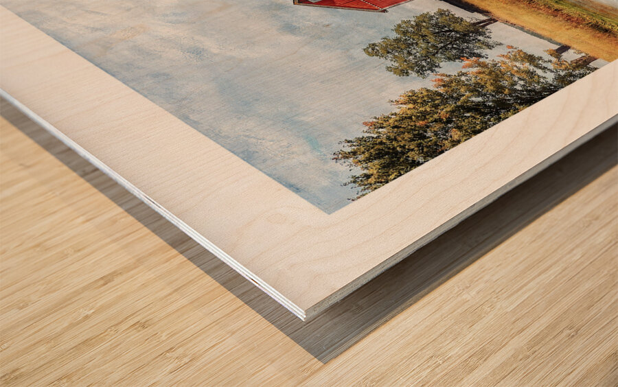 QMF 009 – Red Barn Beside Tree Beach City OH Un Wood print