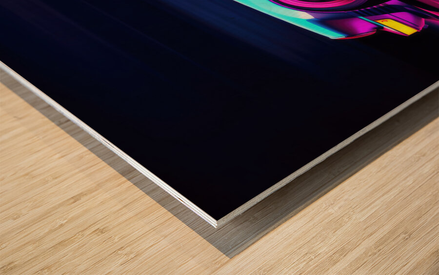 QPOP 0010B – Vapor Wave w background Wood print