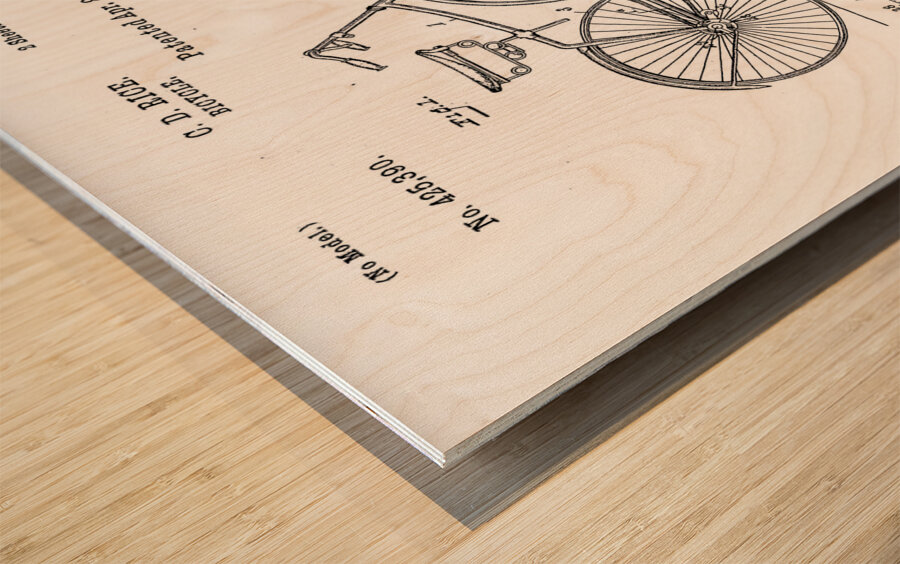QVT 1050 – Vintage Patent Illustrations Bicycle Wood print