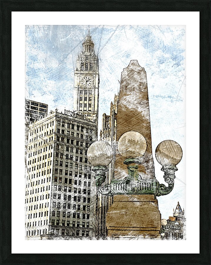 Wrigley Building sketch Picture Frame print