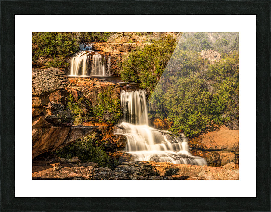 Waterfall at full moon Picture Frame print