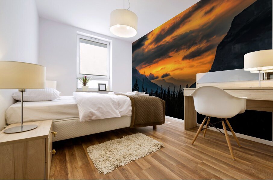 Icefields Parkway Sunset Silhouettes Mural print