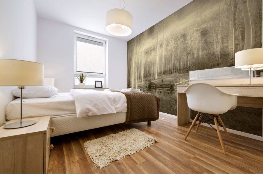 Artistic Colorado Aspens in Sepia Monotone Mural print