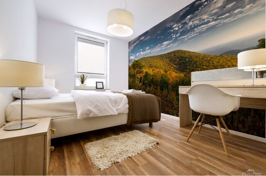 Blue Ridge Parkway Panorama Overlook in Autumn Mural print