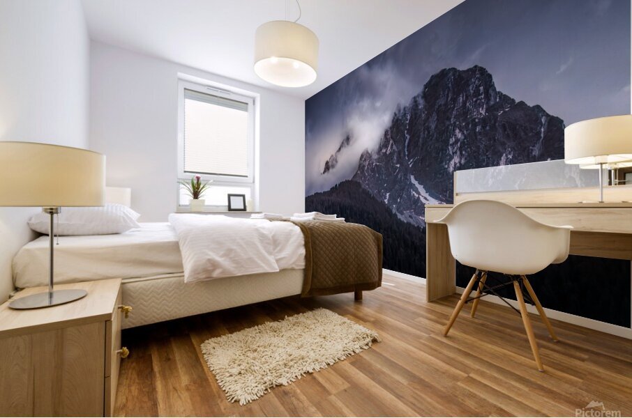 Dolomite Skyline Sunset Sesto  at Night Mural print