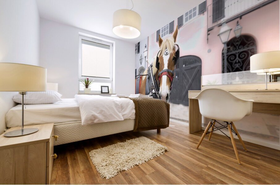 Charleston Rainbow Row Carriage and  Horse  Mural print