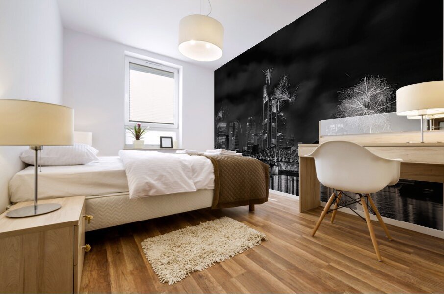 Frankfurt New Years in Black and White Mural print