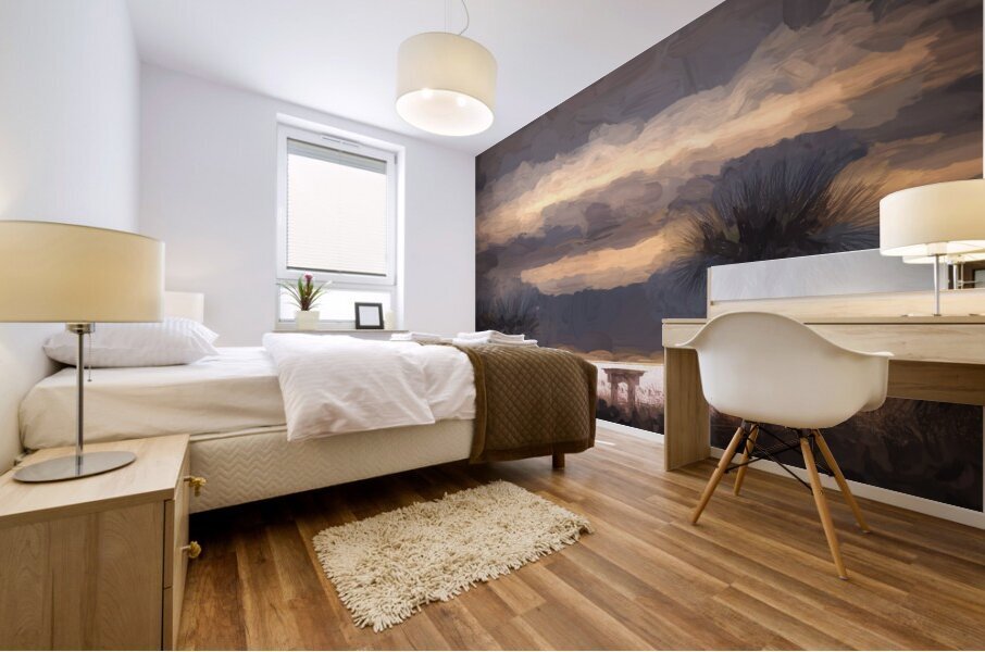 Hilton Head Beach Silhouette Impressionist Mural print