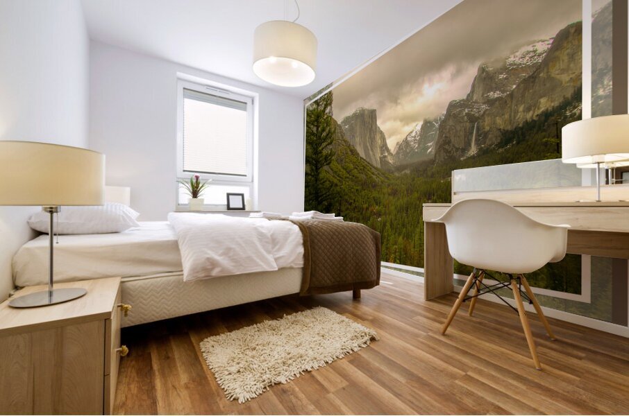 Bordered Yosemite Tunnel View Mural print