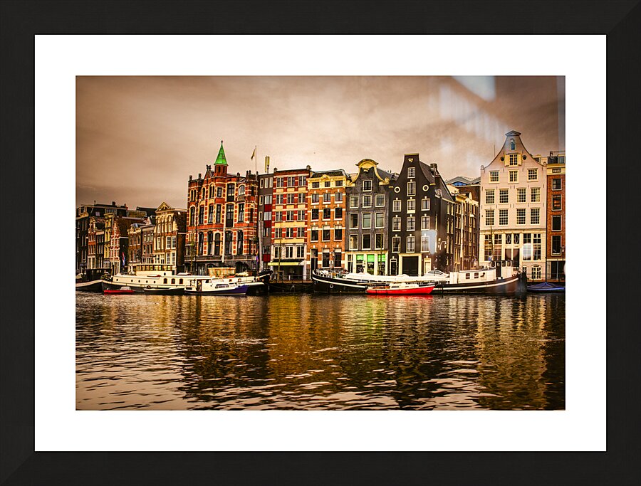 Amsterdam River Reflections at Sunset Picture Frame print