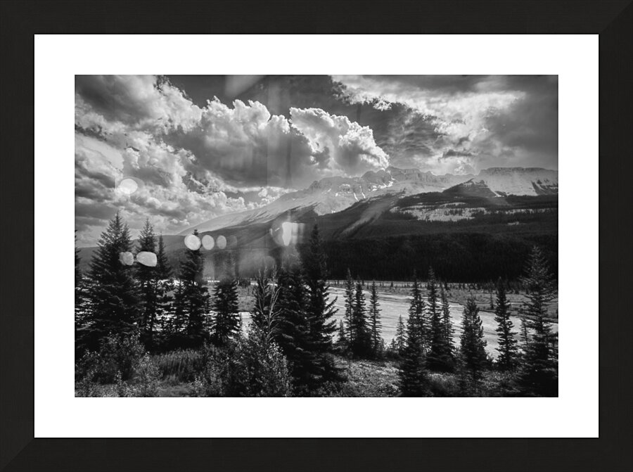 Icefield Parkway Sunset in Black and White Picture Frame print