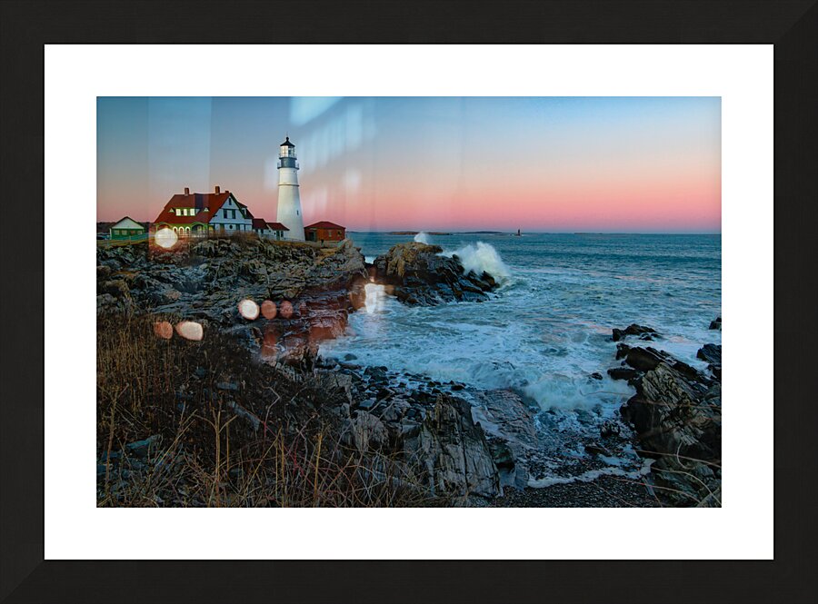 Maine Portland Cape Elizabeth Lighthouse Sunset 5 Picture Frame print