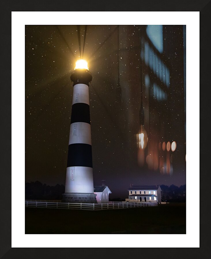 North Carolina Lighthouse Light Rays Vertical Picture Frame print