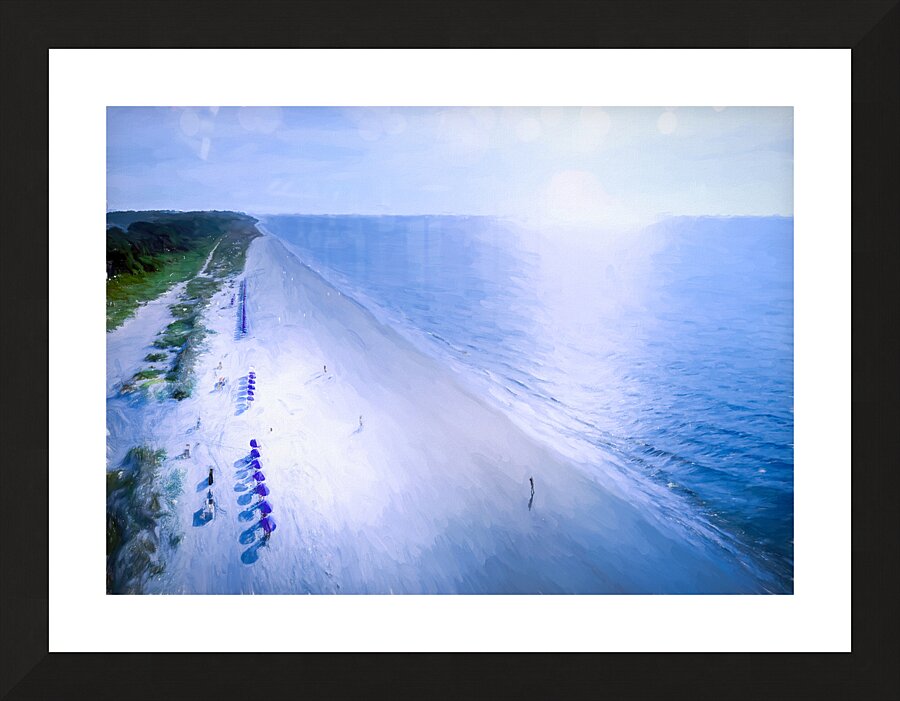 Royal Blue Beach Umbrellas  Picture Frame print