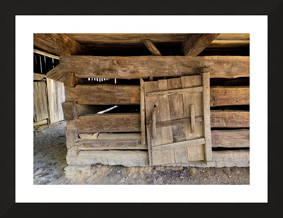 The Log Barn Crooked Door Picture Frame print