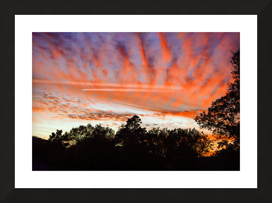 Airplane Contrails in the Sky Picture Frame print