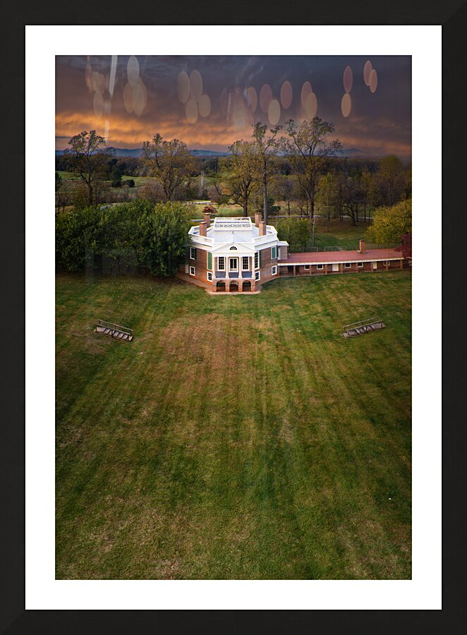 Thomas Jefferson Poplar Forest Vertical Drone Picture Frame print