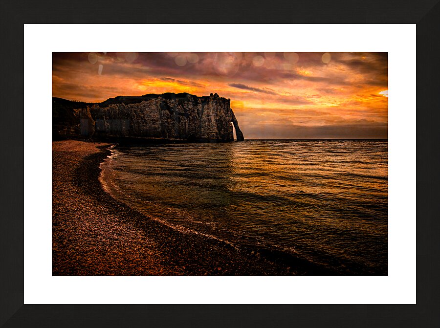 Normandy France Etretat Cliff Sunset Picture Frame print