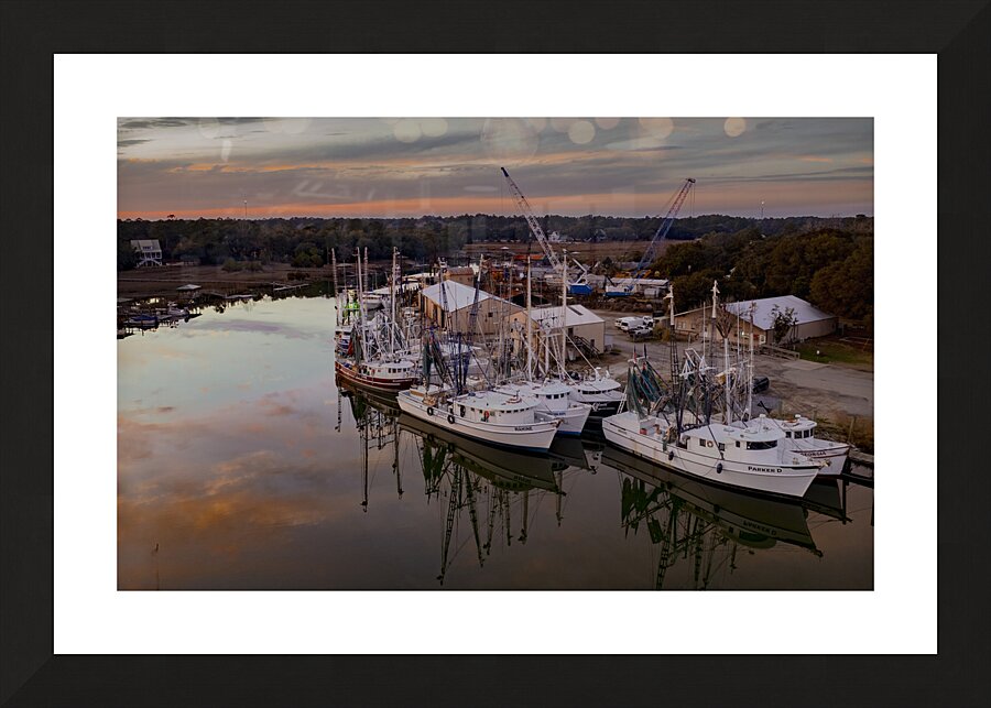 South Carolina Shrimpers at Sunset Picture Frame print