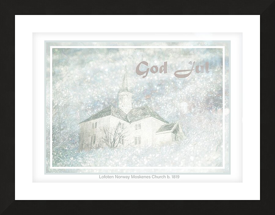 Lofoten Islands Moskenes Church Christmas Picture Frame print